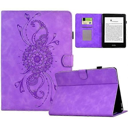 Mandala-tryckt läderfodral med kortfack kompatibelt med Amazon Kindle Paperwhite 5 (2021)