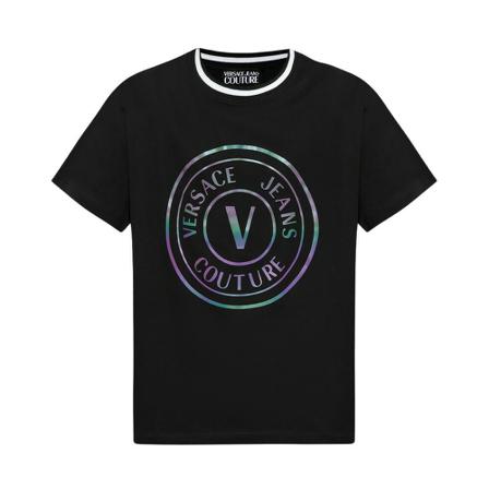 Versace Jeans Couture, Logo T-shirt Zwart, Heren, Maat:S,Katoen,print