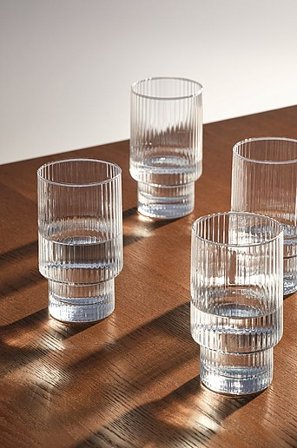 Jotex - Hoog Glas 4 Stuks Transparant transparant - STRIPE - Koop Glazen bij Jotex