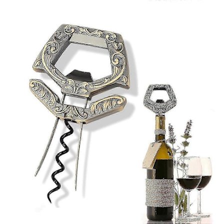 3 i 1 To-takket Vinåbner & Korkfjerner, Den kan nemt fjerne ældre og skrøbelige vinkorke, Kompatibel med feinschmeckere til at åbne