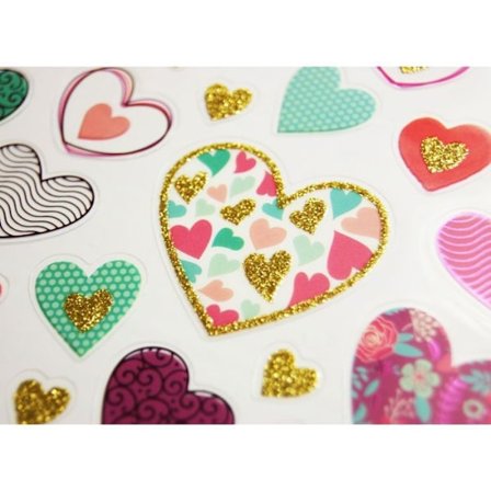 Klistermärken - Hjärta - Guld och glitter