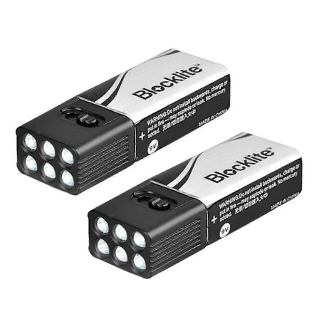 2-pack 9V LED-ficklampa, Kompakt storlek, Ultraljusstark för camping