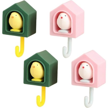 4 st nyckelkrokar för vägg söt fågel nyckelkrok nyckelkrokar självhäftande utan borrning för att hänga rockar väskor plånböcker handdukar