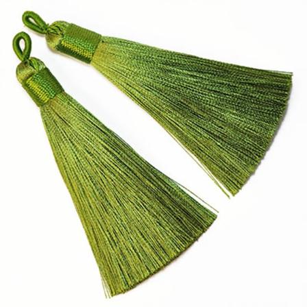 Tassels av polyester, ca 7-8cm, olivgröna, 2st grön