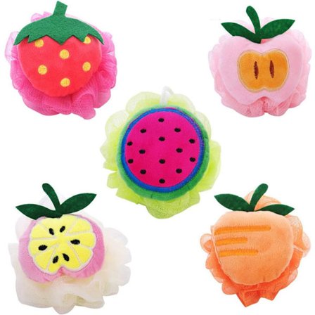 5 kpl Kylpypallo Pehmeä Kylpysieni Suihkupallo Kylpy Loofah Hedelmämuotoinen Verkkopussi Kuorinta Vartalokuorinta