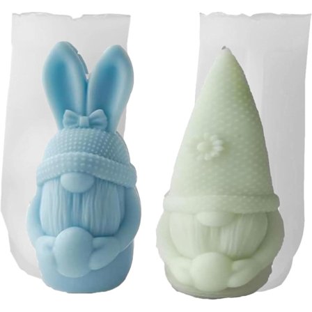 2 stk. Silikonformer påske, påske 3d kanin silikonformer støpeformer, påskehare silikonform for gips, soyavokslys