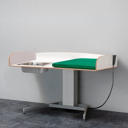 Höhenverstellbarer Wickeltisch NEIL, inkl. Waschbecken L/H, 1400x800 mm