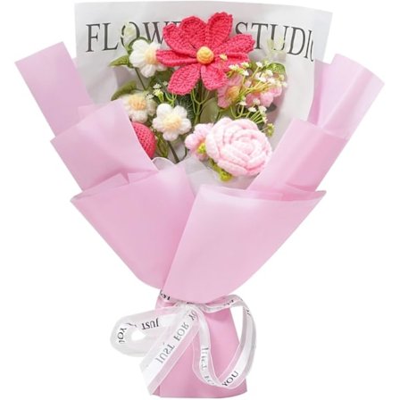 [NT] Virkattu Kukkakimppu Neulottu Kukkakimppu Juhlavuoteen Valmistujaisiin Äitienpäivään