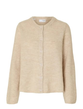 Slflulu New Ls Knit Cardigan Noos Beige Selected