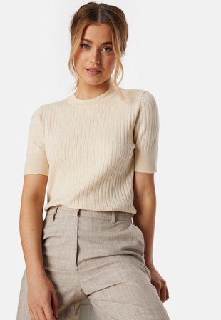 Object Collectors Item Objnoelle S/S knit t-shirt Sandshell Klær