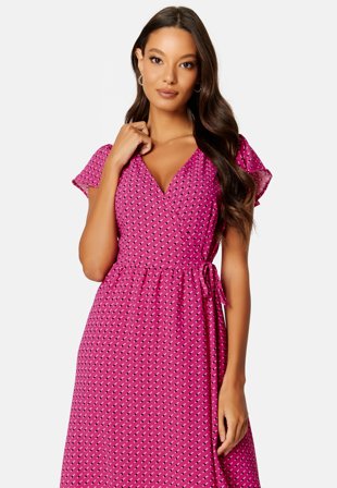 ONLY Naomi S/S Midi Wrap Dress Very Berry AOP:Dots Klær