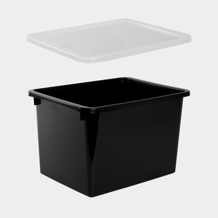 Opbevaringskasse med låg Nordiska Plast Store It, sort, 390 x 290 x 245 mm, 20 liter