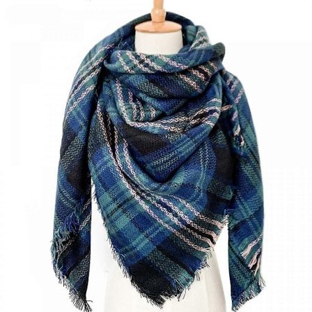 Naisten ruutuhuivi - Talvinen pitkä huivi ruudullinen lämmin kääre villaa brittiläiseen tyyliin naisille kehruu tupsu huivi pitkä stola, 24_Superlahja