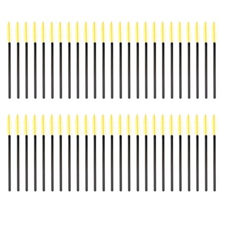 50 st/set Engångsögonfransborste Mascara Applicator Ögon Makeup Kosmetiskt Verktyg Svart Gul
