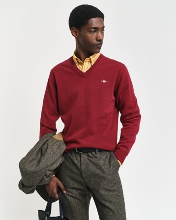 GANT Herren Superfine Lambswool V-Neck Pullover (4XL)