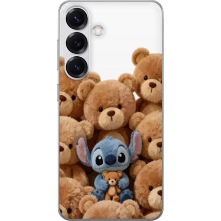 Kompatibel Mobilcover til Samsung Samsung Galaxy S25 Sød og sikker illustration med Stitch omgivet af bamser, der skaber en varm og legende følelse
