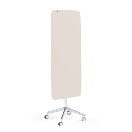 Mobile Glasschreibtafel STELLA gerundet, hellgrau