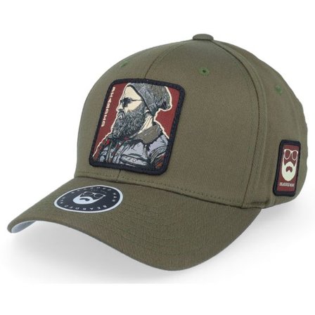 Bearded Man - Grön flexfit Keps - Cap Man Modern Olive Flexfit Wooly Combed Flexfit @ Hatstore