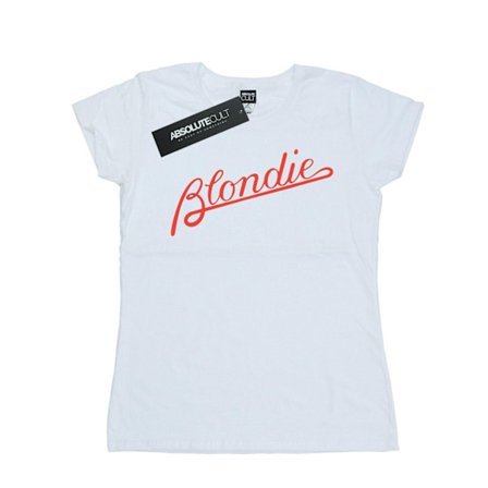 Blondie Dam/Kvinnor Lines Logo Bomull T-shirt L Vit