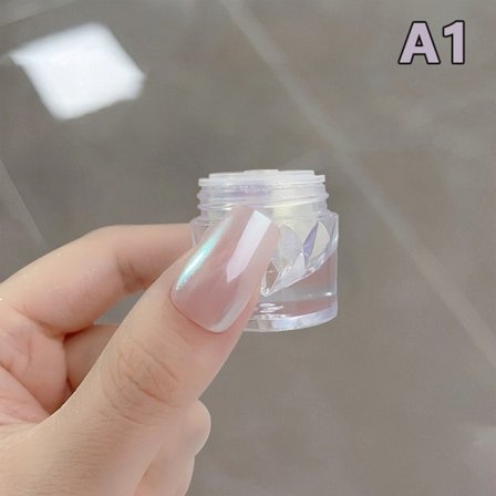 Måneskinns Glitterpulver for Negle Hvit Støv Pigment Krom Speil A1