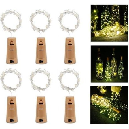 Flaske Lys, Vinflaske Lys 6 Kork Flasker Mini Flaske Lyskæde 100cm 10Leds Kobbertrådslys