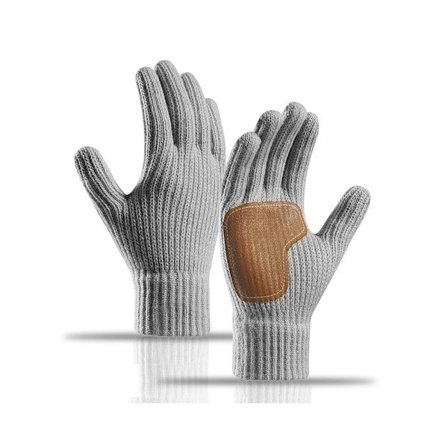 Vinter touchscreen handsker, udendørs cykelstrikhandsker, lysegrå