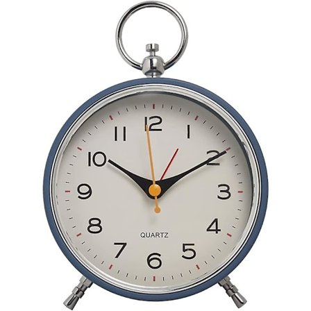 Stille analog alarmklokke, morgenalarmklokke, nattbordalarmklokke, liten tikkende batteridrevet alarmklokke, reisealarmklokke med lys