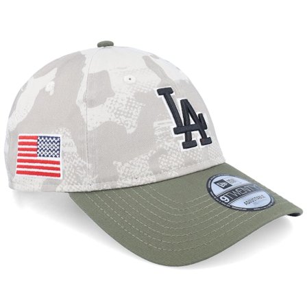 New Era - Los Angeles Dodgers MLB Armed Forces Day 9TWENTY Stone/Olive Dad Cap Unconstructed Camo Cap - MLB @ Hatstore