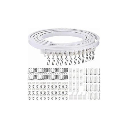 Meter Foldbart Loft Buet Gardiner Skinne Fleksibel Buet Gardiner Skinne Blød Gardiner Skinne til Gardiner Skinne med Metal Gardiner Kroge, Rumdeler