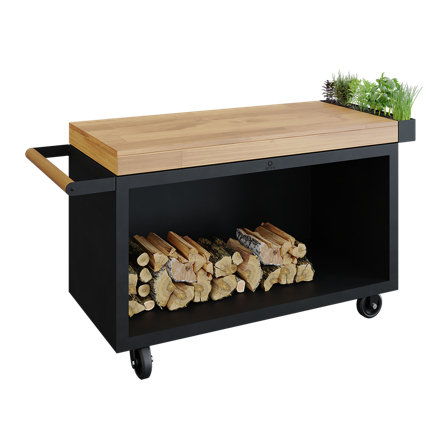 OFYR Mise en Place Table Black 135 PRO TW Arbetsbord 135x65cm Skärbräda i teak, Utemöbler