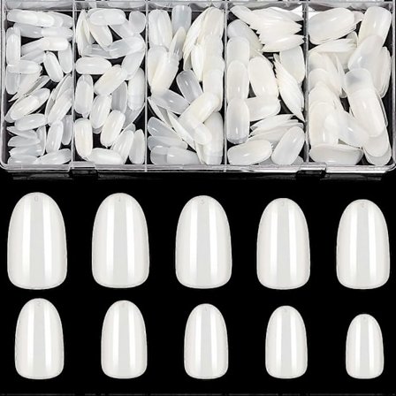 Oval Akryl Falska Naglar - Naturliga Akryl Falska Naglar, 500 ST Full Cover Nagelspetsar Naturliga Oval Naglar med Fodral för Nagelsalonger och DIY 