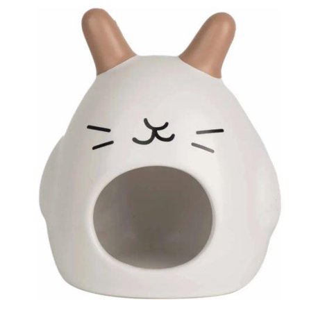 Smådyrhus i Stein, Hvit - 12cm