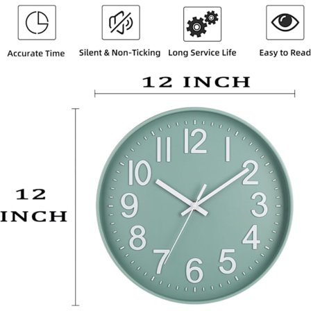 Seinäkello 30 cm Hiljainen Ei-tikittävä Moderni Seinäkello Paristokäyttöinen toimistoon, kotiin, kylpyhuoneeseen, keittiöön, makuuhuoneeseen, kouluun,