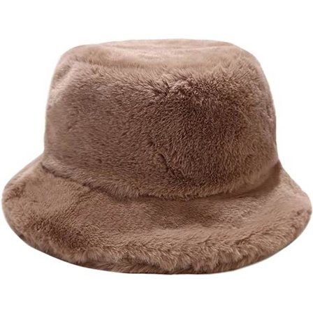 Vinter Faux Fur Furry Bucket Hat Fluffy Fuzzy Varm Hat Plys, ZQKLA