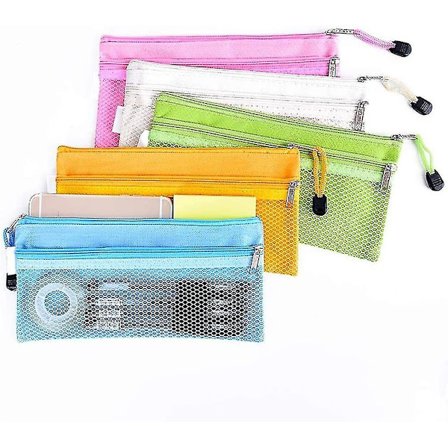 5 stk A6 Lerret Glidelås Dokumentlommer Blandet Farge