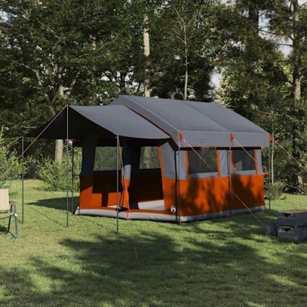 Vidaxl campingtält Familjetält med grå och orange tak 324 x 255 x 230 cm