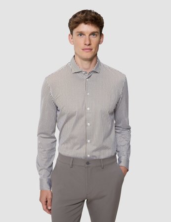 Shaping New Tomorrow - Classic Shirt - Shadow Brown Stripe - Slim Fit - Herren - Größe XL