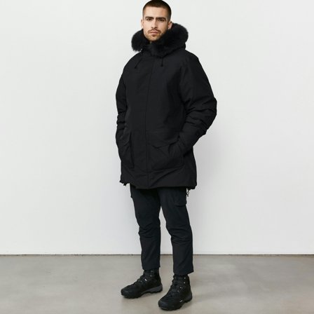 66 North men's Men's Drangajökull Gore-Tex Down Parka With Fur Jackets & Coats - Black - XS