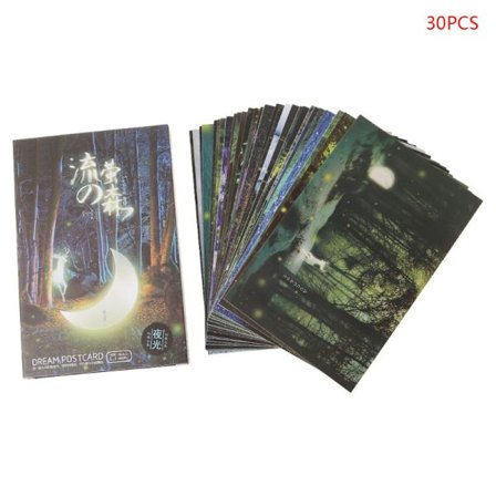 30st Vintage Luminous Postcard Glow In The Dark Forest Streamer Djurhälsning
