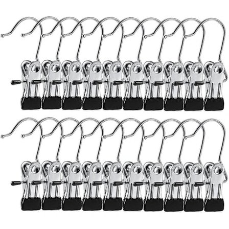20 stk. Skokroge, Bærbare Rustfri Metalvaskekroge Hængende Multifunktionelle Roterbare Tøjklemmer til Bukser, Sko, Håndklæder, Strømper, Rejsetilbehør