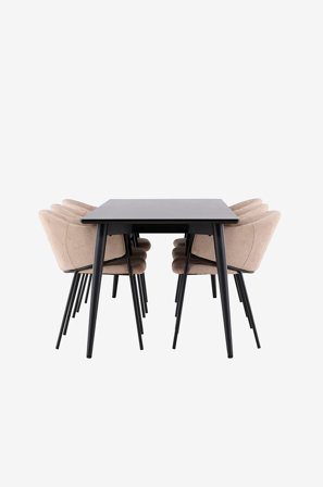 Venture Home - Ellis spisebord med Evelina spisebordsstol - Beige - Spisegrupper - Fra Homeroom