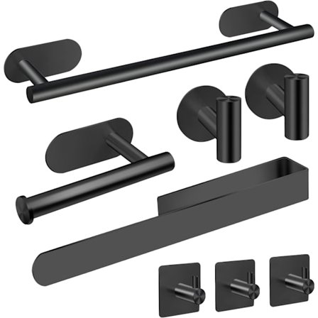 8 st svart badrum i rostfritt stål 304 av hög kvalitet