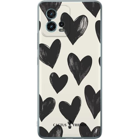 Kompatibelt Mobildeksel til Motorola Motorola Moto G72 Cactus and Friends - Bold Black Love Pattern