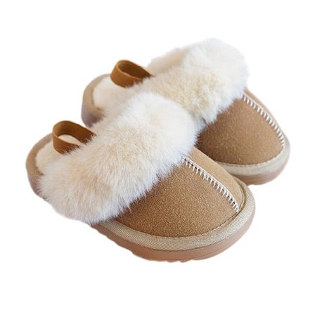 Unisex-børneplysforet hjemmesko Hyggelige imiteret pels tøfler W