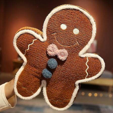 Tegneserie Gingerbread Man Pude Blød Sød Børnegave Juledukke A dark brown