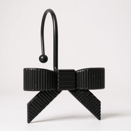 12-delars set med dekorativa rosett duschdraperikrokar, rosett duschdraperihängare, badrums duschringar (svart)