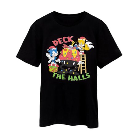 Sonic The Hedgehog Herr Deck The Halls Jul T-shirt XXL Svart