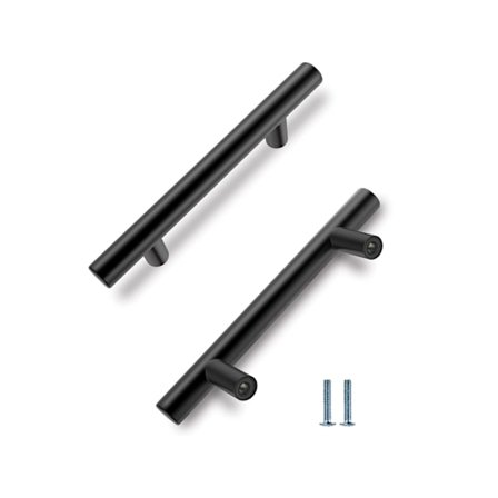 10-pakning | 76 mm senter til senter matte svarte skap håndtak Kitch[SL]