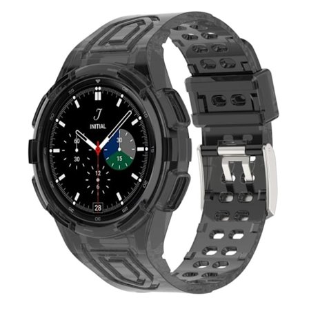Samsung Galaxy Watch 4 Classic (46mm) integrerat klockarmband och fodral - Genomskinlig Svart