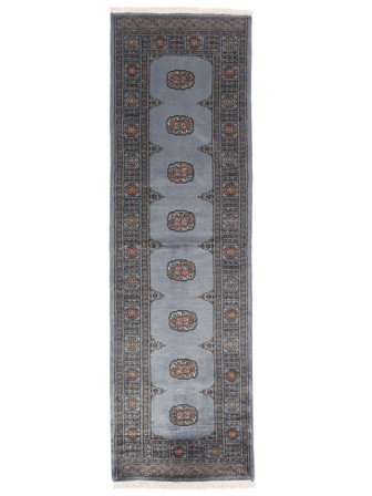 Håndknyttet Pakistan Bokhara 2Ply 78X255 Ullteppe Mørk Grå/Svart Lite